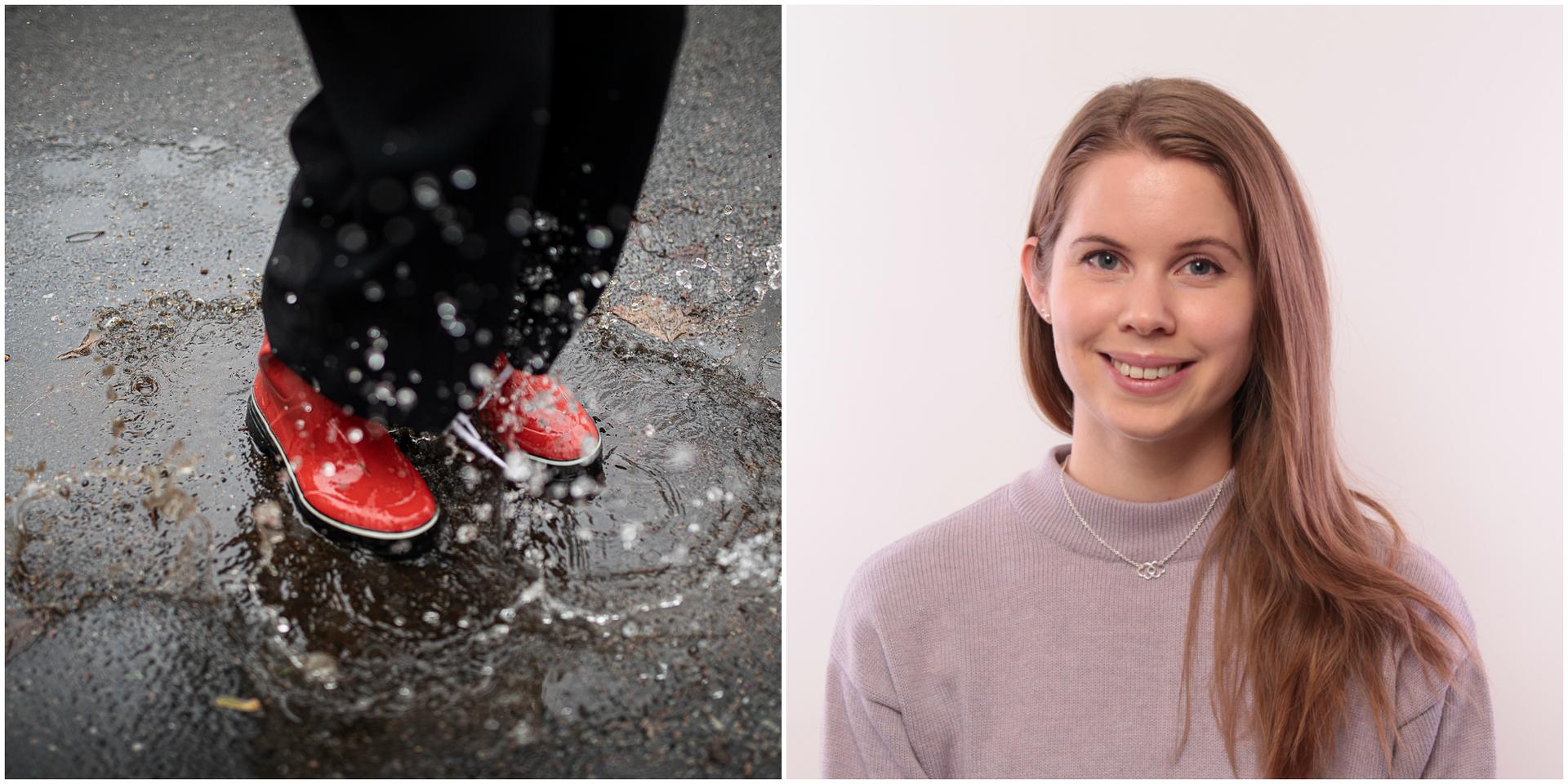 Till höger Emma Härenstam, meteorolog på SMHI. Foto: Andreas Olsson/TTELA och SMHI.