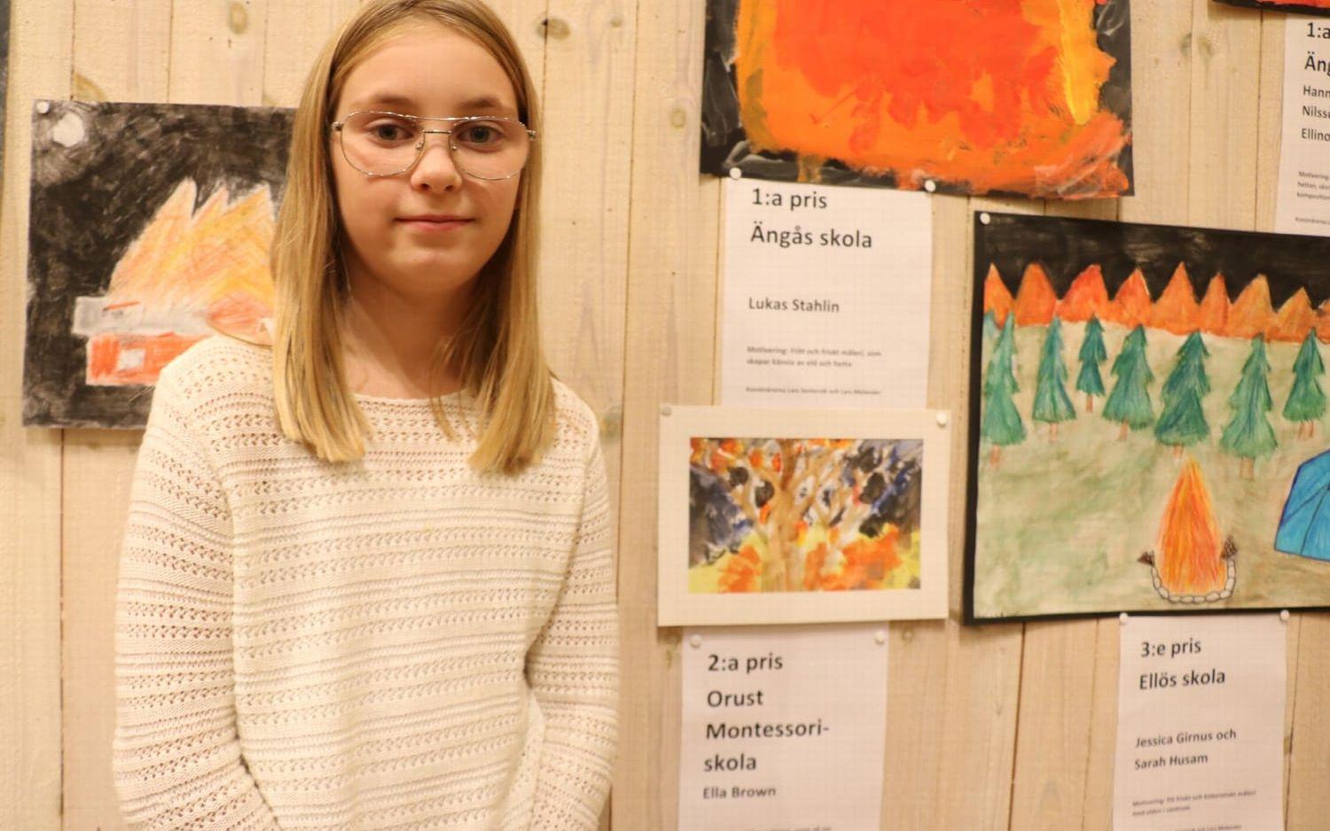 På Motessoriskolan går Ella Browne som med sin andraplats i teckningstävlingen fick 2000 kronor till klasskassan. Foto Erika Olofsson