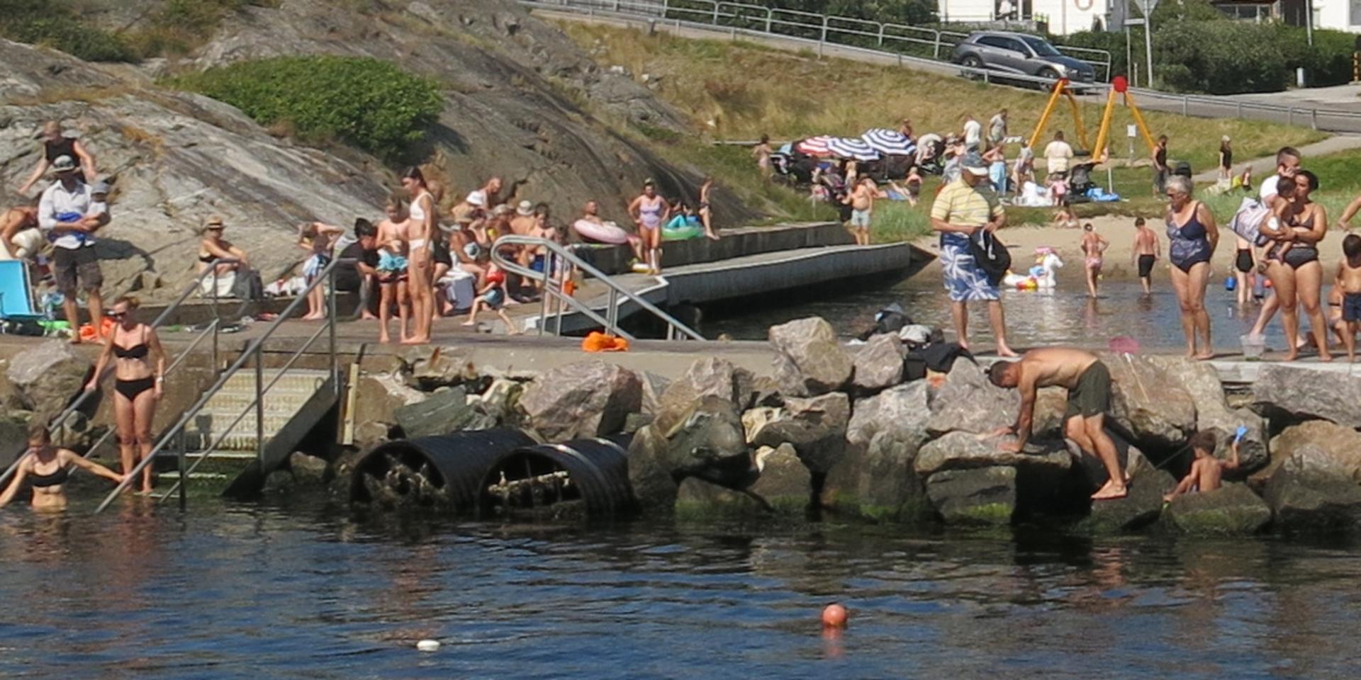 Smutsigt badvatten mötte badande på besök till Tubbevikens badplats i centrala Skärhamn.