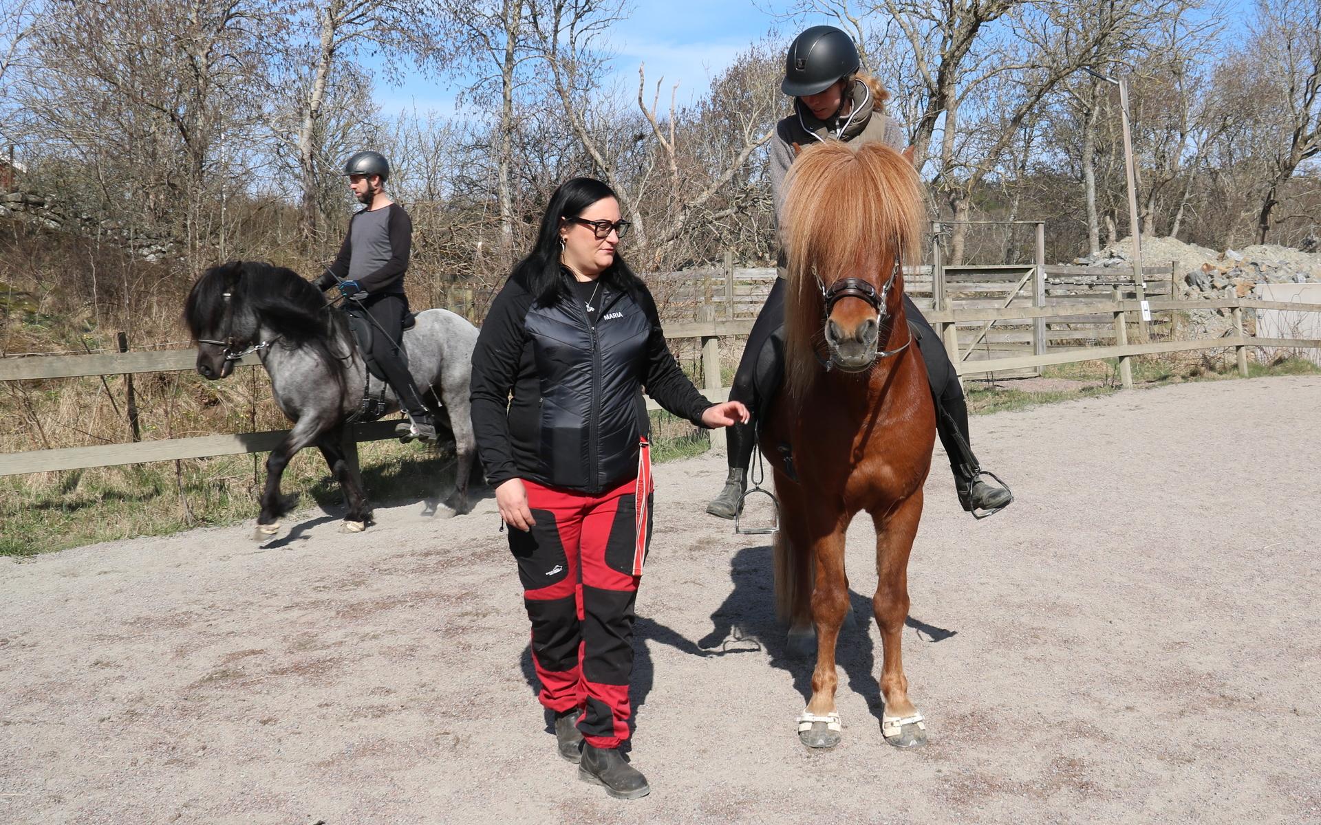 En stor del i Maria Gustavssons jobb består av kontakt med häst och ryttare.