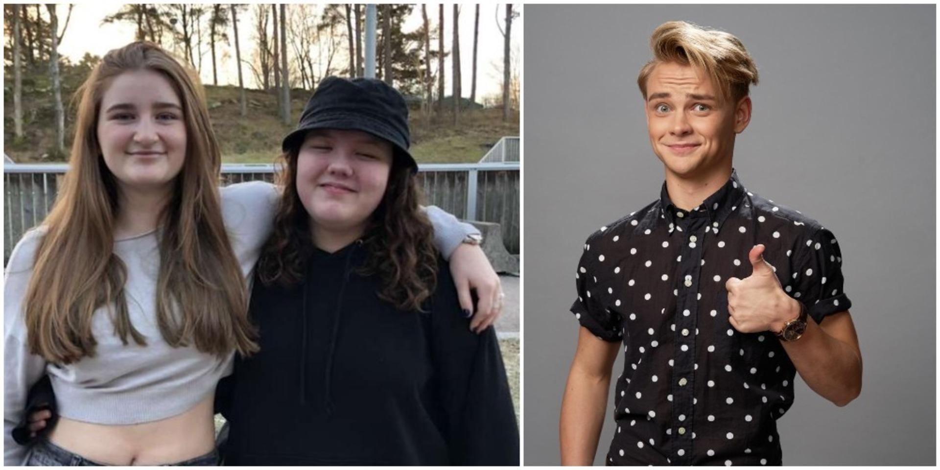 14-åriga Embla Wu och Astrid Friberg, som själva planerat och bjudit in Hampus Hedström till Fregatten, tvingas nu vänta ännu ett tag på att träffa sin idol.