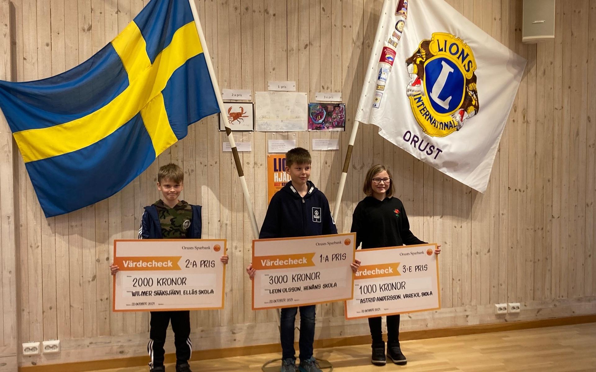 Leon Olsson från Henåns skola vann då Lions Club Orust arrangerade teckningstävling. Tvåa kom Wilmer Sääksjärvi, Ellös skola och trea Astrid Andersson, Varekils skola. 