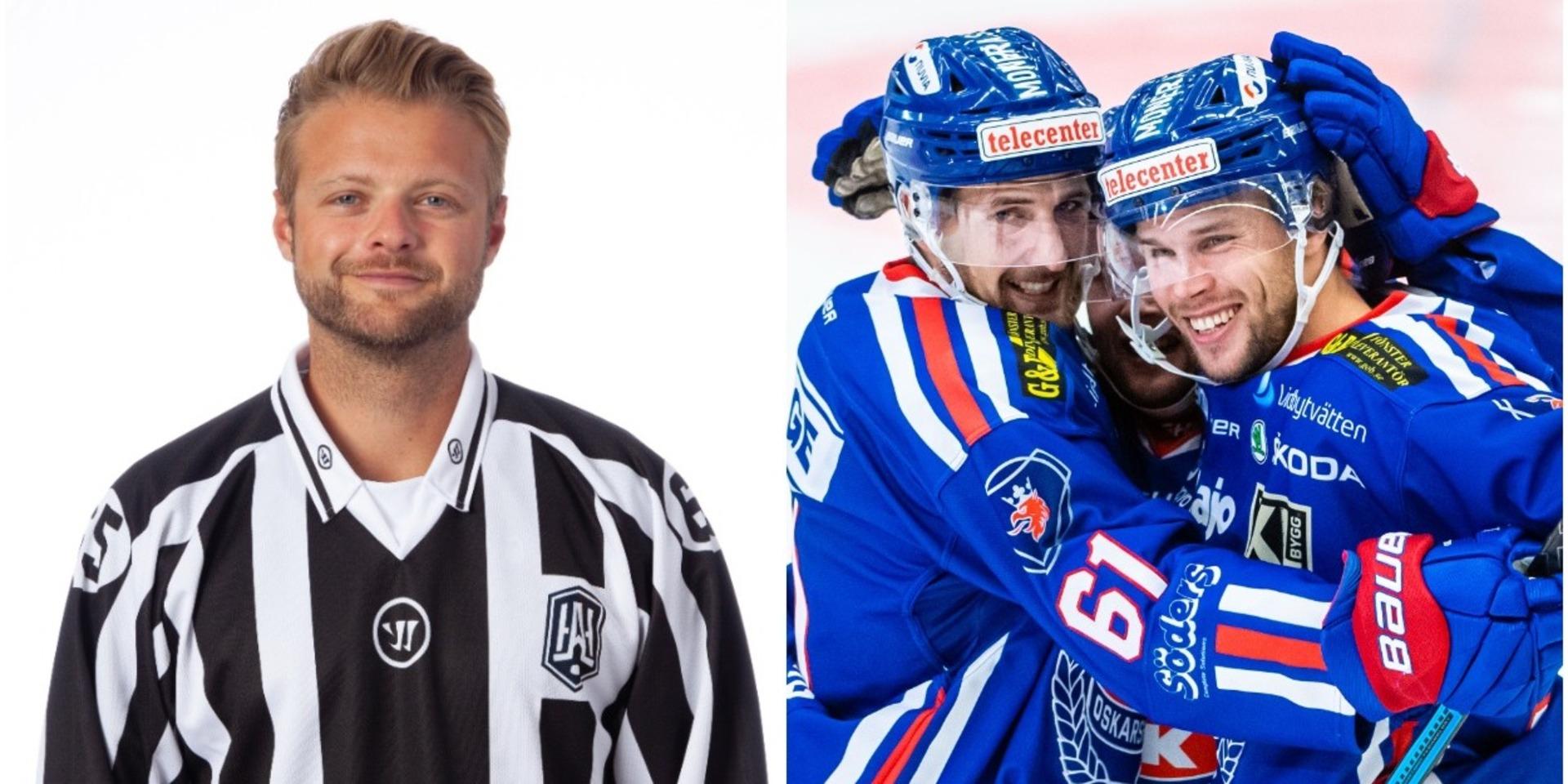 Ett sent återbud gjorde att den allsvenske linjedomaren Mathias Naperotti från Stenungsund fick döma lördagens match i SHL mellan IK Oskarshamn och Linköpings HC. ”Det är en nivå upp och det märker man” säger Naperotti.